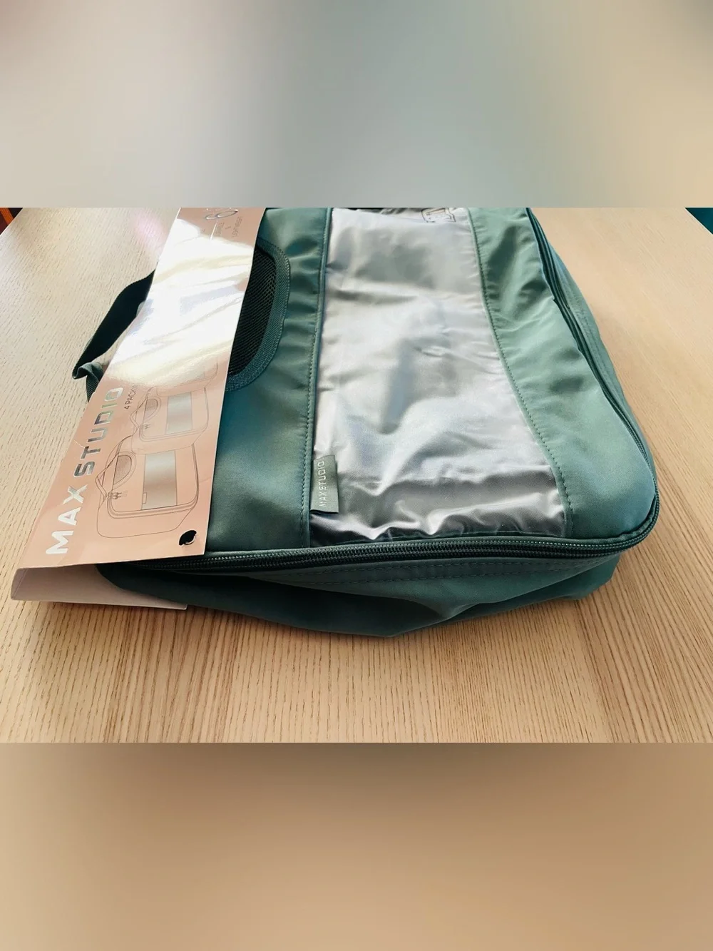 NWT green Max Studio 6-piece travel packing set: packing cubes, toiletry,bag